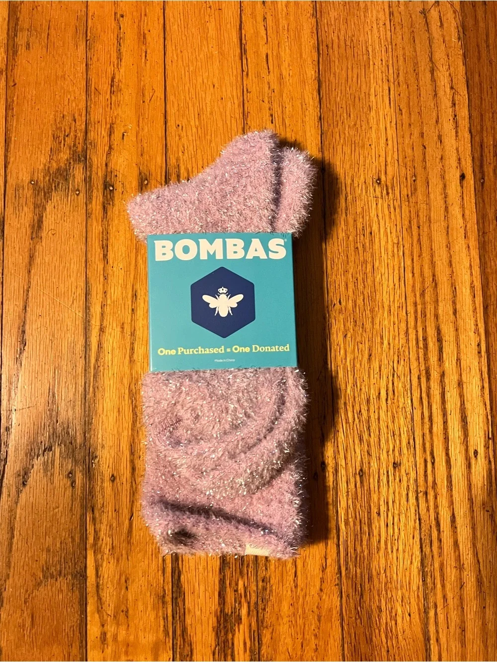 Bombas Women’s Fuzzy Calf Socks in Pink and Light Gray (2 pairs)